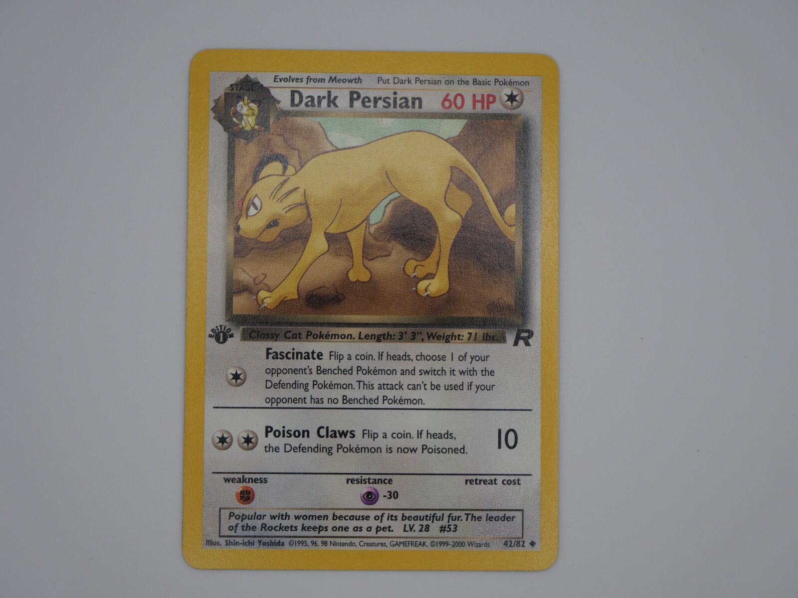 2000 Pokemon Team Rocket Dark Persian 1st Edition #42/82 NM