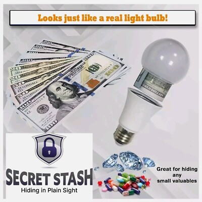 Secret Hidden Compartnemt Light Bulb Diversion Safe For Valuables