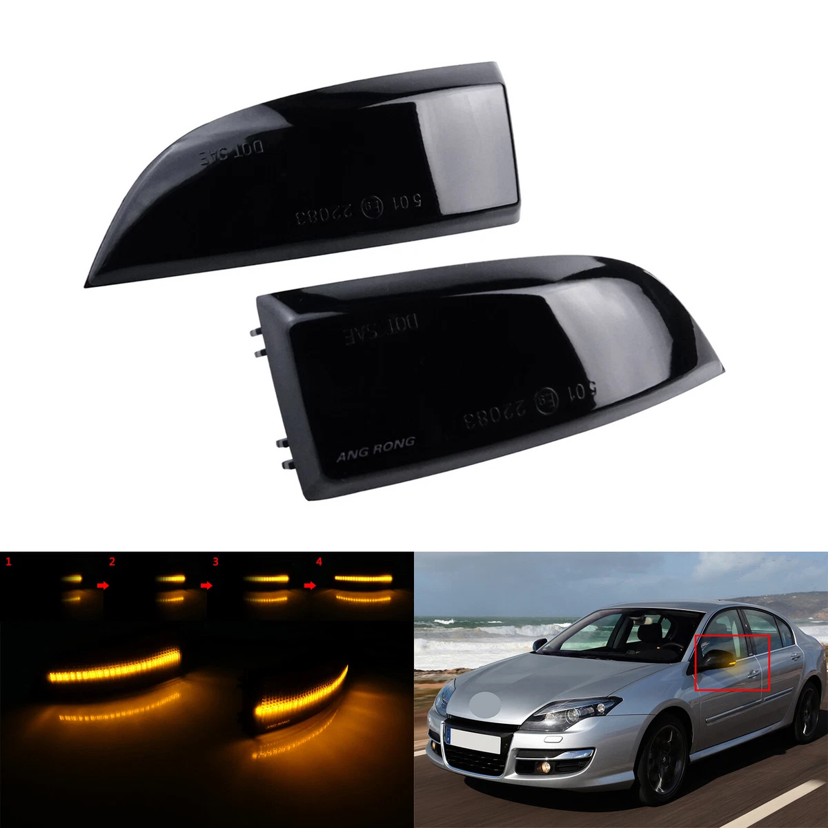 Dynamic LED Wing Mirror Indicator Turn Signal Light For 08 16 Renault Megane MK3