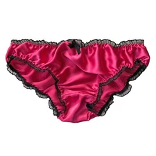 Hot Pink Satin Frilly Sissy Panties Bikini Knicker Underwear Briefs Size 6-20