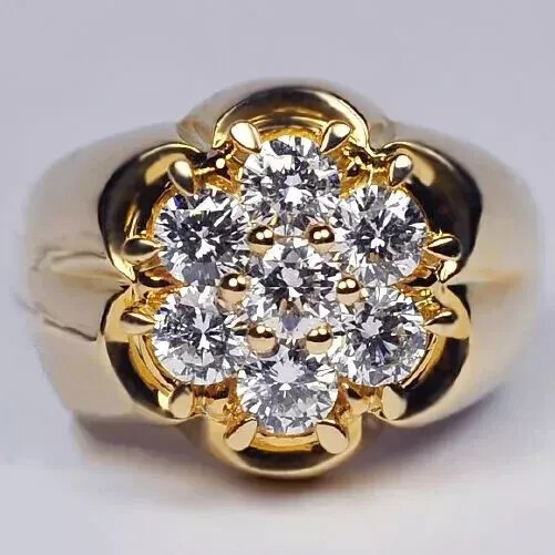 2.10Ct Round-Cut Real Moissanite Anniversary Special Ring 14K Yellow Gold Plated