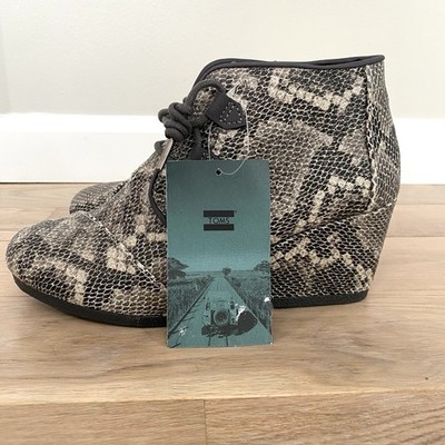 Toms | Shoes | Toms Kala Black Multi Faux Snake Wedge Bootie  Toms Size 7 Black Gray Multi Faux Snake Kala Wedge Booties main image 1