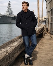 Vintage 1960s US Navy Peacoat 38R Kersey Wool DSA-1-4425 Vietnam Era