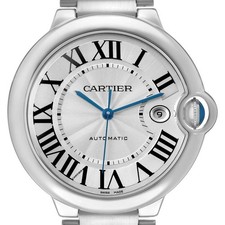 Cartier Ballon Bleu 42 Steel Silver Dial Mens Watch W69012Z4