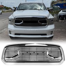 Chrome Silver Racing Grille Bumper Grille For Dodge Ram 1500 2013-2018 Wletters