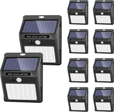10Pack Solar Security Outdoor Motion Sensor Lights IP 65 Waterproof 42LED Garden