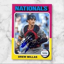 Drew Millas Signed 2024 Topps Heritage High Number RC Auto #613 Nationals