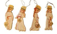 Vintage St. Lucia Die Cut Christmas Ornaments ~Set of 4 ~ Merrimack ~ 1989