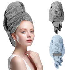 Extra Large Microfiber Hair Towel Wrap for , 2-Pack Super Absorbent Hair Towe...