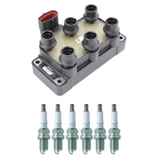Denso Ignition Coil 6 NGK Nickel Spark Plugs Kit For Ranger Taurus Windstar V6