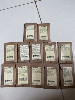 12 X Le Labo Samples; iris 39, Rose 31, Lys 41, Vetiver 46, Fluer 27...0.75ml ea