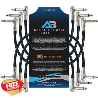 Audioblast HQ-1 6-Inch Pedal Patch Cable, ¼ Inch Pancake TS Connectors