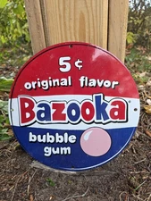 VINTAGE BAZOOKA BUBBLE GUM  PORCELAIN SIGN GAS STATION SIGN, CONVINCE STORE