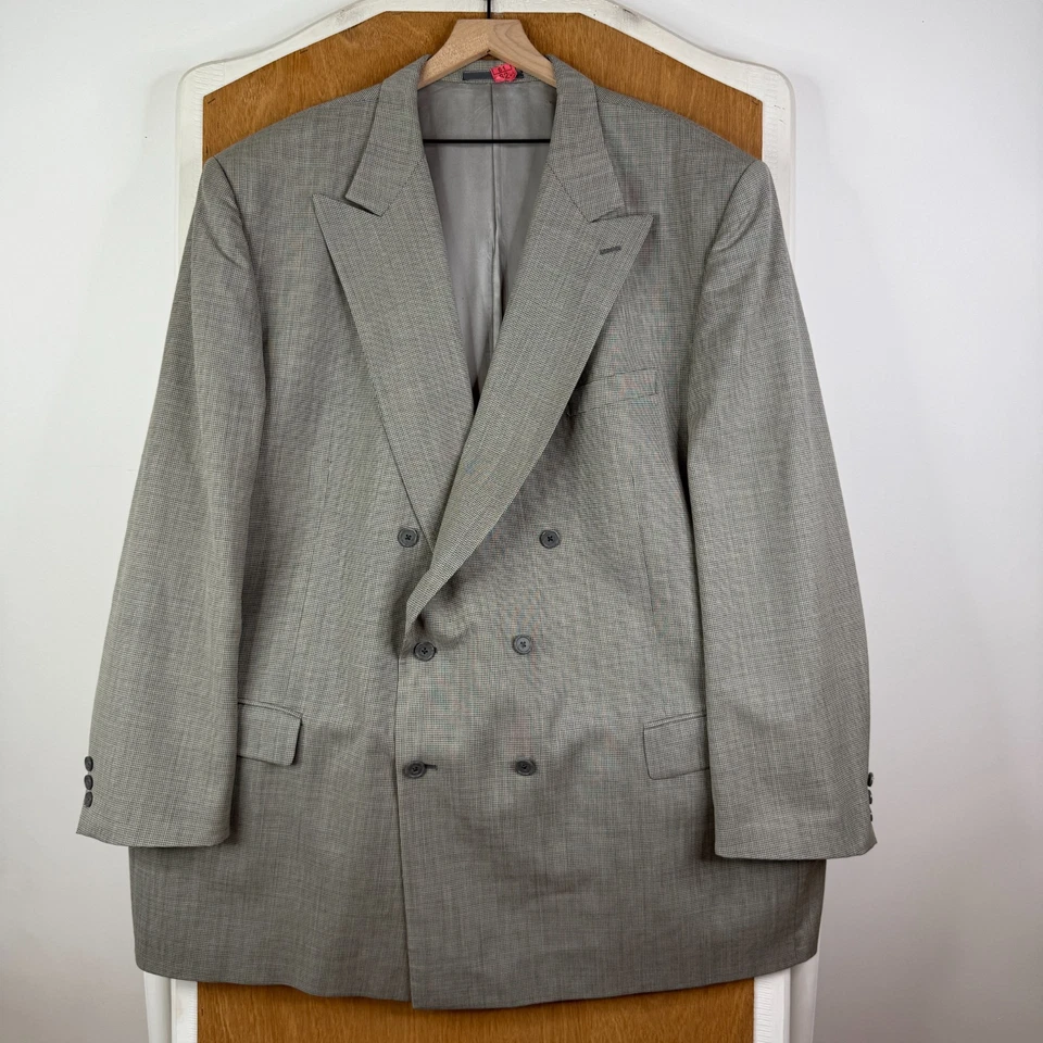 VTG Double Breasted Suit Mens 56XL Gray 6x2 Super 100s Wool Tallia Pants 52x33 - Image 2 of 4