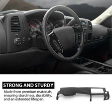 Dash Cover Dashboard Panel Black Compatible with Chevy Silverado/GMC Sierra 2007