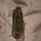 Vintage Fenton Olive Green Hobnail Glass Shoe With Cat Head Vintage Slipper Shoe — photo 8