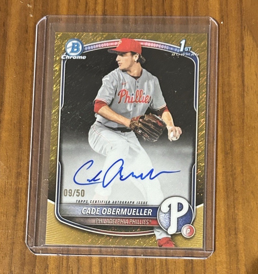 2025 Bowman Draft Cade Obermueller Chrome Auto Gold Shimmer Refractor 1st /50