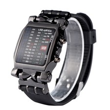 Binary LED Display Wrist Watch Electronic Square Watch