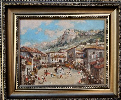 PRADILLA-GONZLEZ MIGUEL / 1884 ROM - 1965 MADRID/ CORRIDA IM DORF