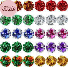 30 Pcs Polyester Film Crinkle Balls Cat Toys 2.36" Interactive Crinkle Ball, Col