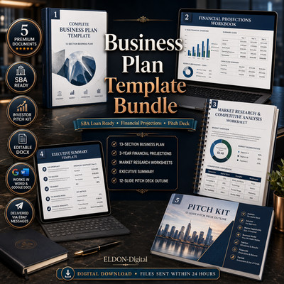 Business Plan Template Bundle SBA Loan Ready Financial Projections Pitch Deck