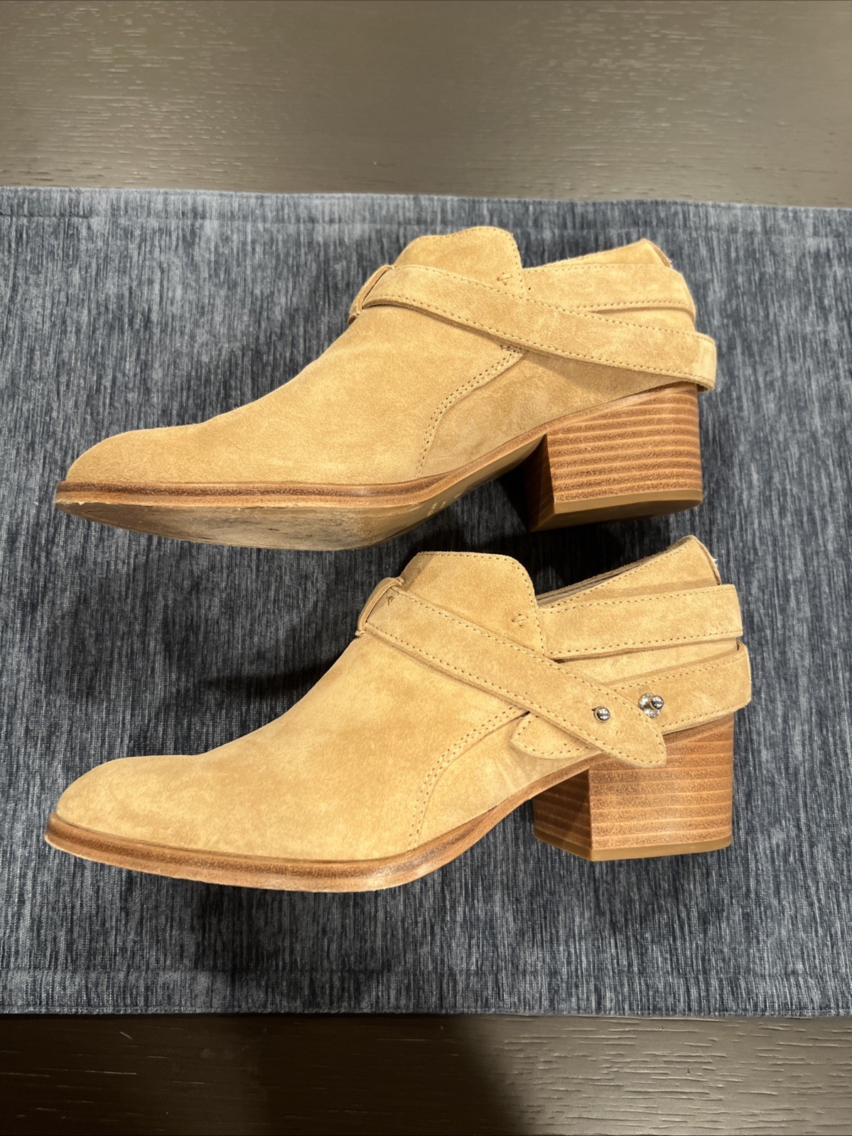 RRP £335 RAG & BONE Dune Camel Leather Suede Harley Boots EU 37US 7 Used Lightly image 2