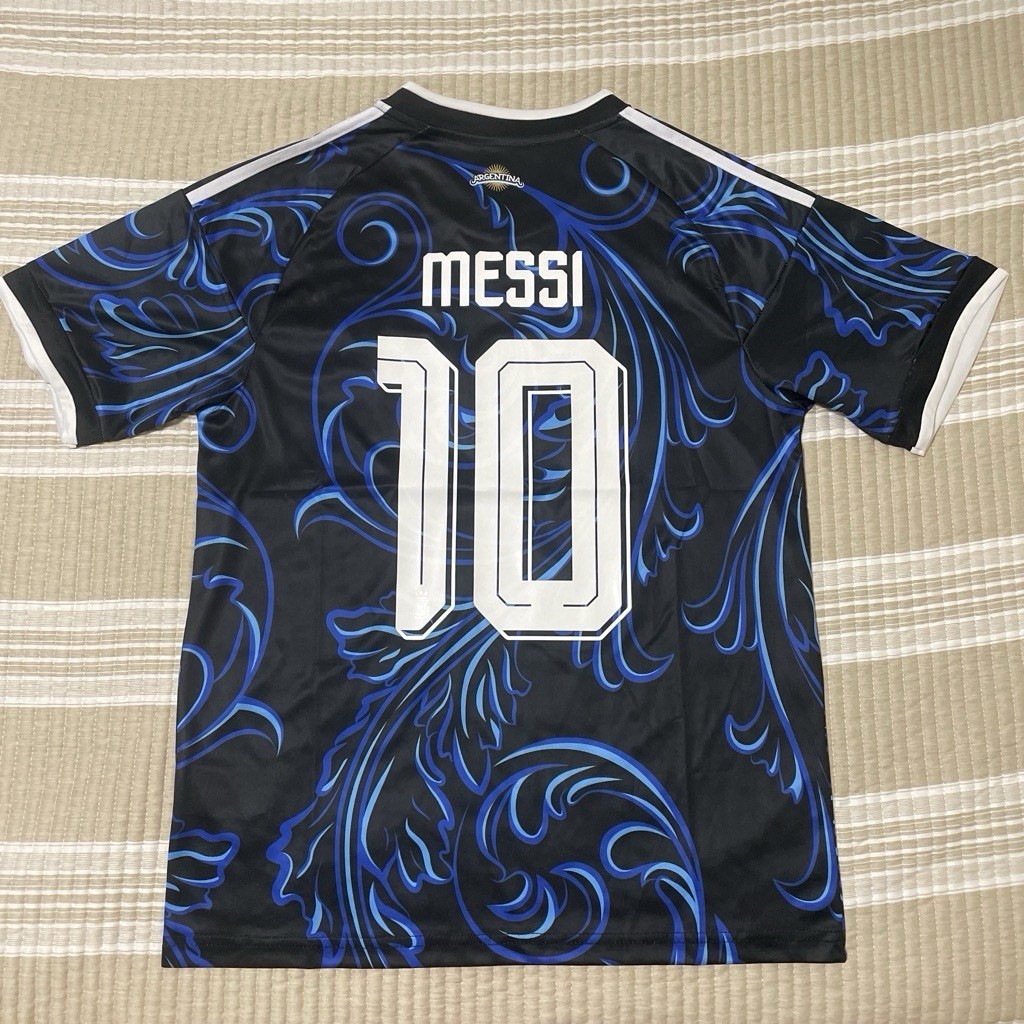 Adidas Argentina Soccer Jersey Lionel Messi #10 Black/Blue/White Size M