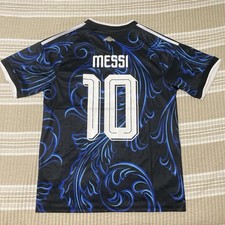 Adidas Argentina Soccer Jersey Lionel Messi #10 Black/Blue/White Size M