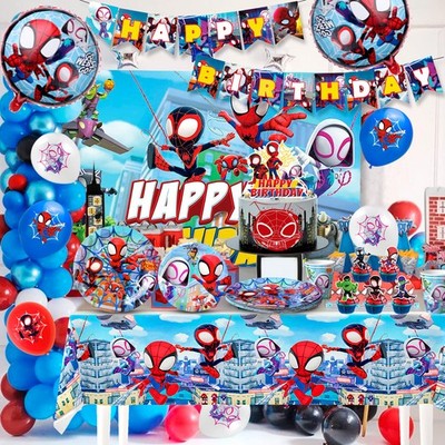 Spiderman Kinder Geburtstags Party Dekoration Geschirrset Ballons Teller Banner