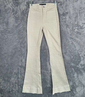 Veronica Beard Sheridan Exaggerated Flared Jeans Womens 26 High Rise Ivory White