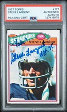 1977 Topps Steve Largent SIGNED #177 RC Rookie Card Seahawks PSA 10 AUTOGRAPH