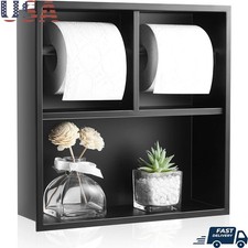 Recessed Toilet Paper Holder 304 Stainless Steel Dual Storage Dispenser Niche