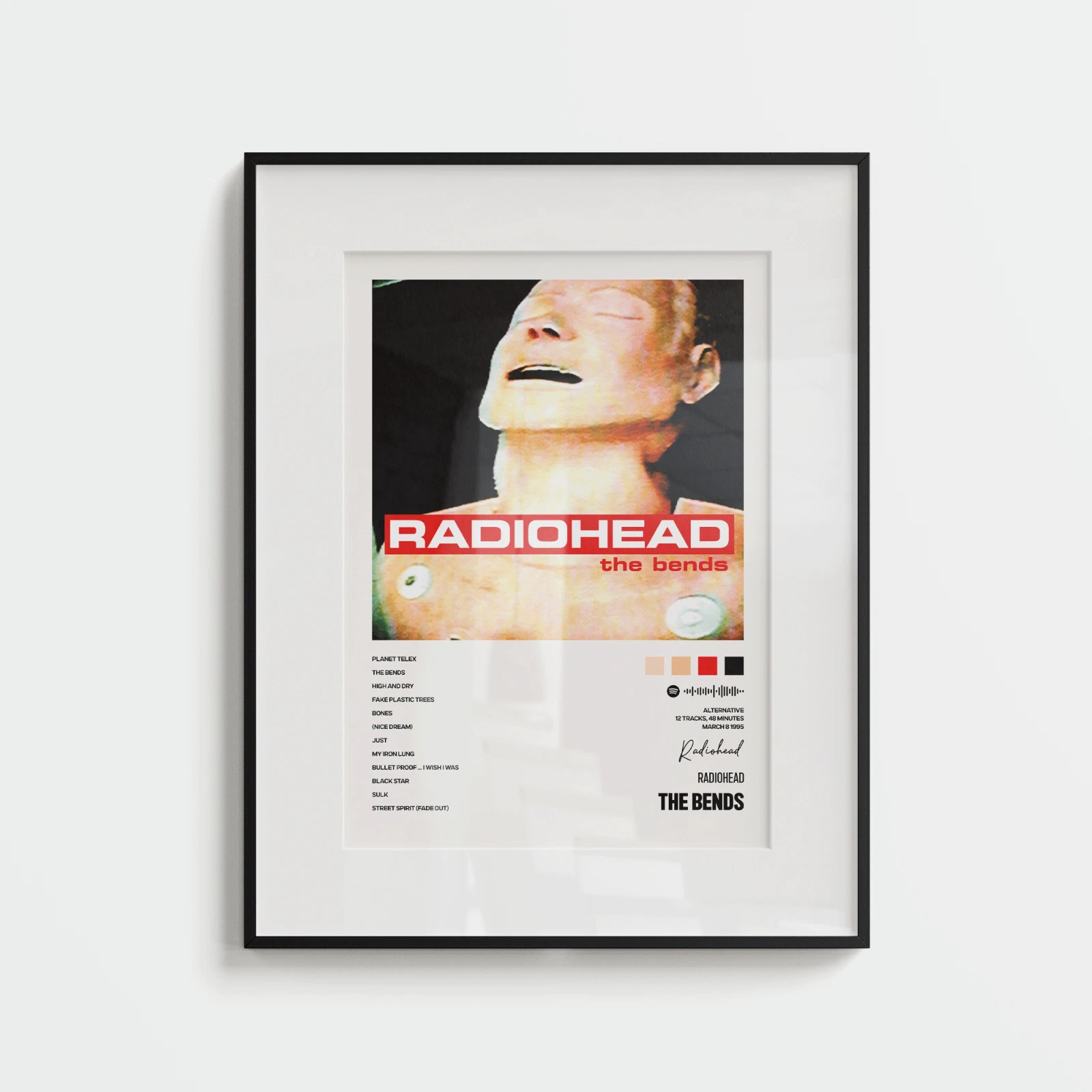 Radiohead The Bends Album Art Poster Vertical Print Music Tracklist