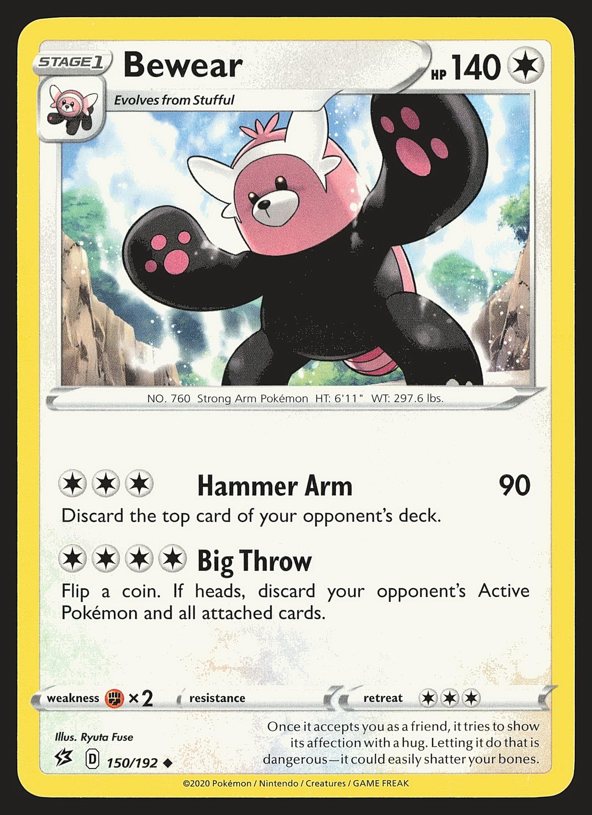 SWSH02: Rebel Clash Bewear #150/192 Uncommon Pokemon Card
