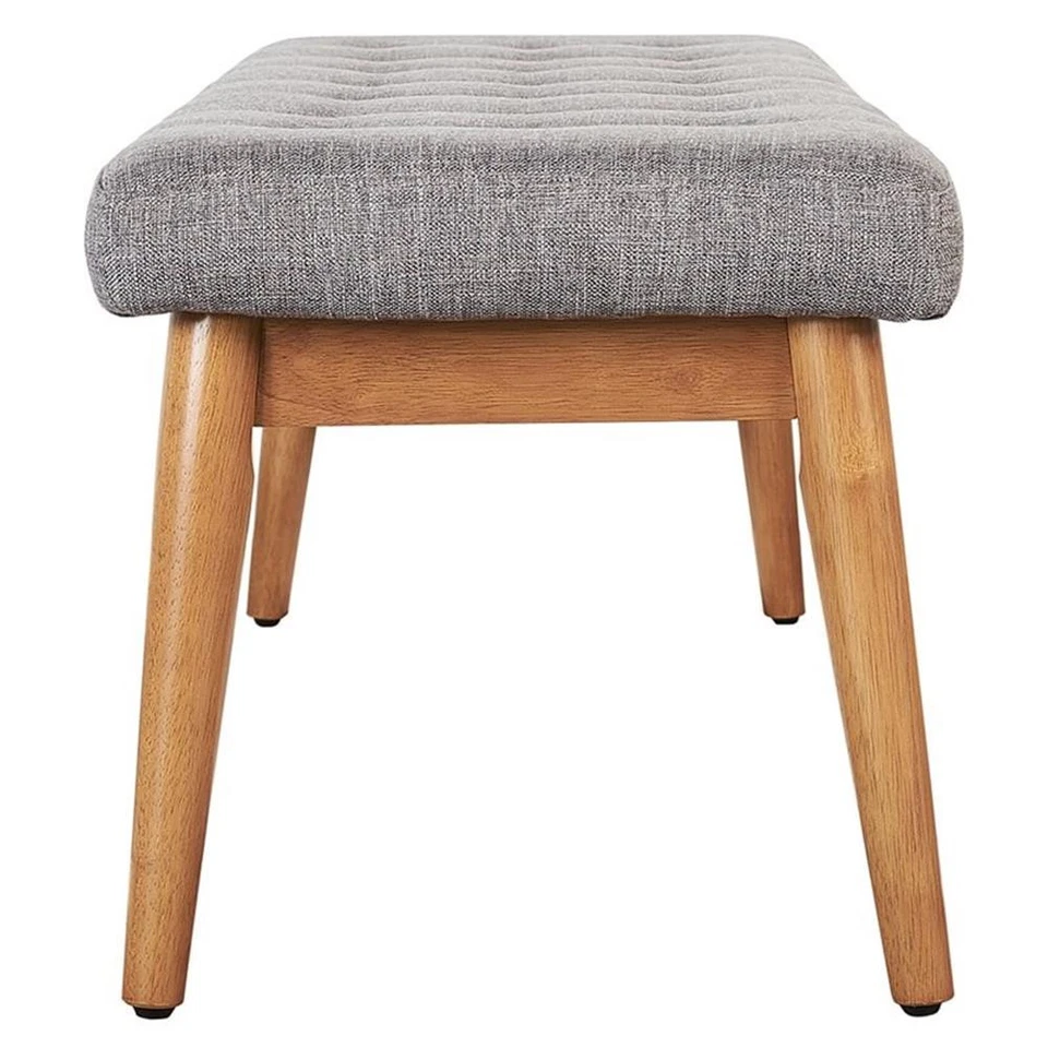 Bowery Hill 16.88" Wood/Fabric Tufted Entryway Bench in Acorn Brown/Gray - Image 4 of 4