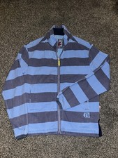 Mens Deal Jacket, Size Small, Blue, Stripe, Full Zip, Brushed Cotton, (G3)