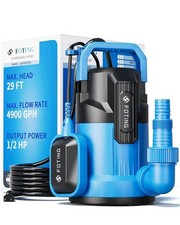 FOTING Sump Pump, 1/2HP 4900GPH High Flow Clean&Dirty Submersible Water Pump ...