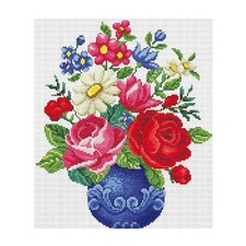 Cross Stitch Embroidery Needlework Kit Set, Flower Vase