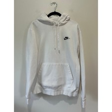 Nike white hoodie women s M front logo swoosh athleisure