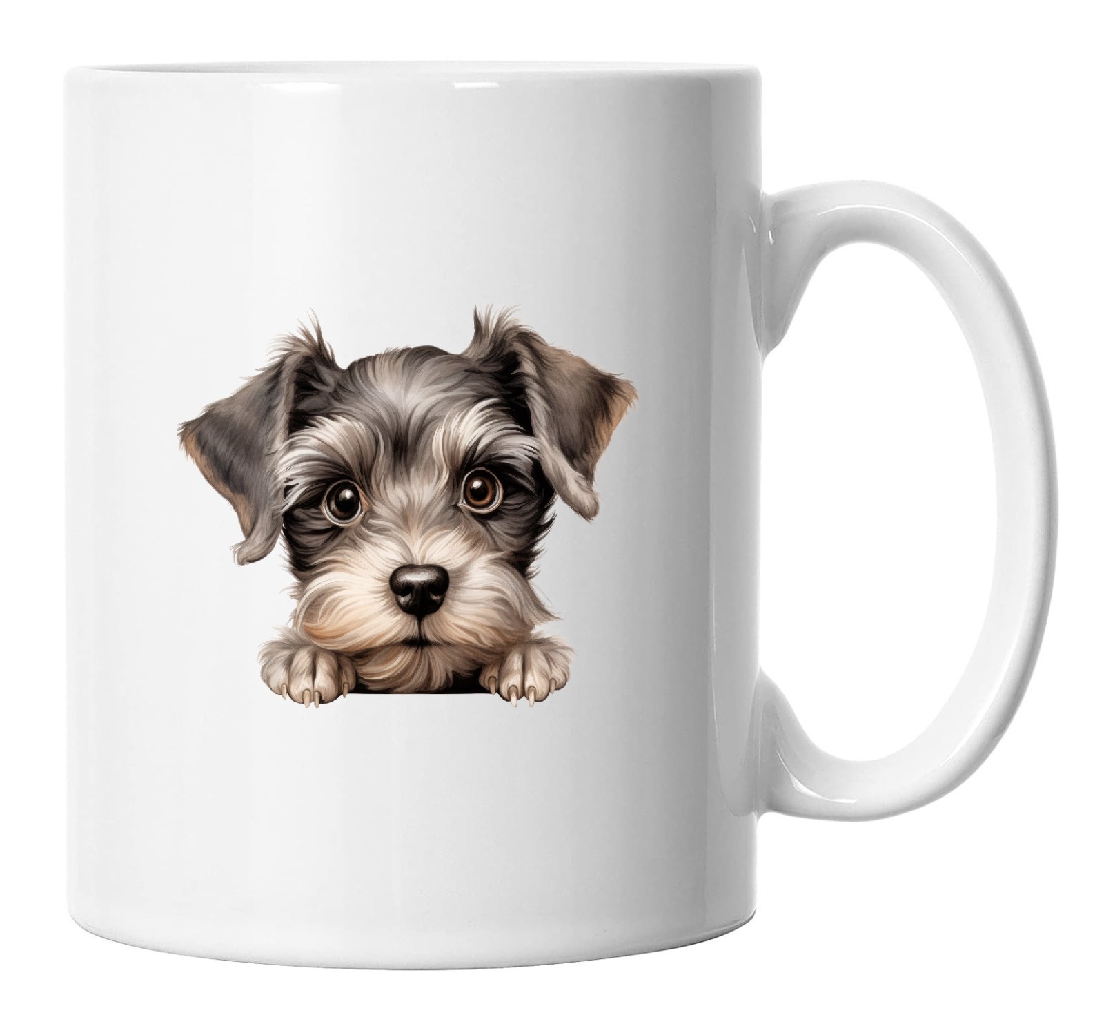Miniature Schnauzer  Mug Peeking Peeping, Schnauzer Picture Mug