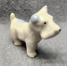 Vintage Ceramic Porcelain Miniature Blue Scotty Westie Terrier Dog Figurine Mini