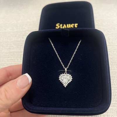 STAUER 925 STERLING SILVER HEART CZ WITH HALO NECKLACE 18'' 