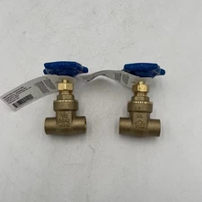 BRAND NEW!! 2 Pack Everbilt 1/2 inch Brass Gate Water Valve 170-4-12-EB 070