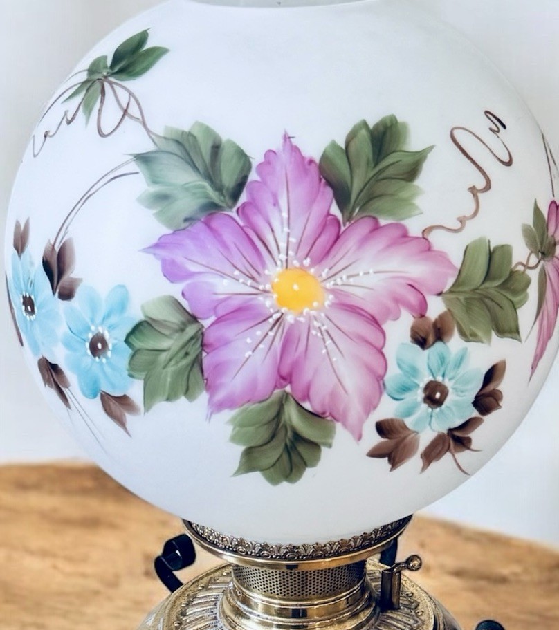 1800s THE B&H Electrified Brass/Iron Scroll GWTW Oil Lamp Bradley Hubbard 15”