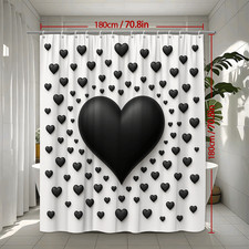 Black Heart Shower Curtain, Modern Bathroom Decor