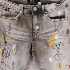 Switch Remarkable Girls Distressed Paint Splatter Art work Jeans Size 16