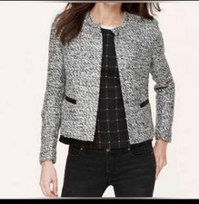 Ann Taylor Loft Women s Chunky Tweed Collarless Wool Blend Blazer Size 4