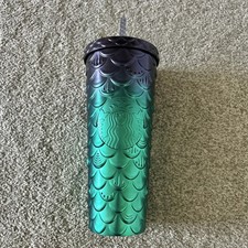 NEW Starbucks 2025 Purple Green Siren Logo Mermaid Scales 24oz Venti Tumbler Cup