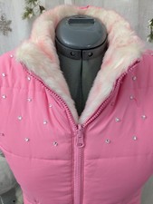 The Children  s Place Pink Rhinestone Faux Fur Reversible Vest Girls Size XL 14
