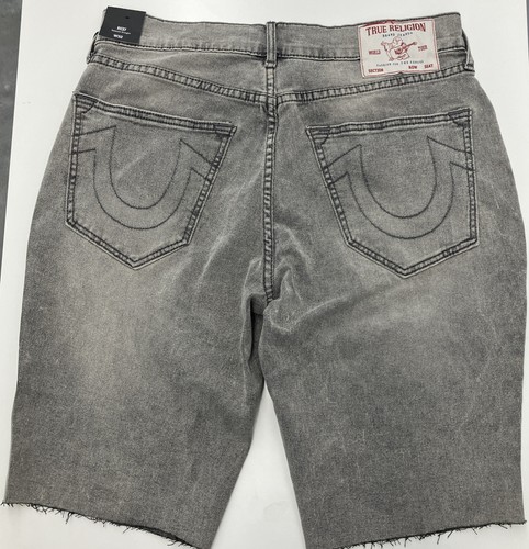 True Religion Jeans Ricky SN Shorts Raw Hem Grey Silver Wash 700503 Mens Size 32 - Picture 7 of 11